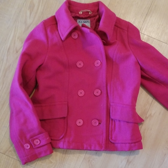 Womens OLD NAVY PINK PEA COAT WITH A MATCHING SCAR - Picture 2 of 3